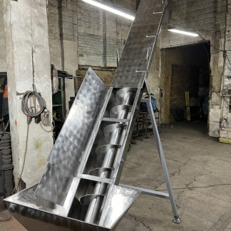 Шнековий гвинтовий конвеєр із нержавіючої сталі в жолобі Ø200 мм L3500